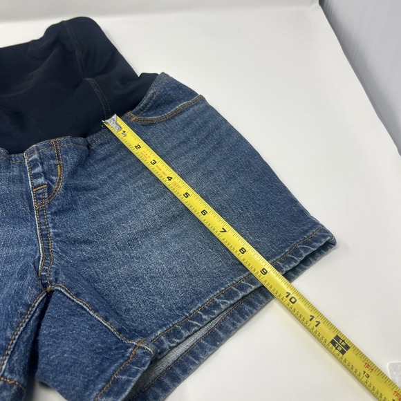 NWT! Isabel Maternity Midi Full Cross-Over Panel Jean Shorts - Size 4 - Picture 3 of 7